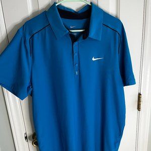 Nike Dri-Fit Polo Shirt Mens Size XL Blue & White Golf Short Sleeve